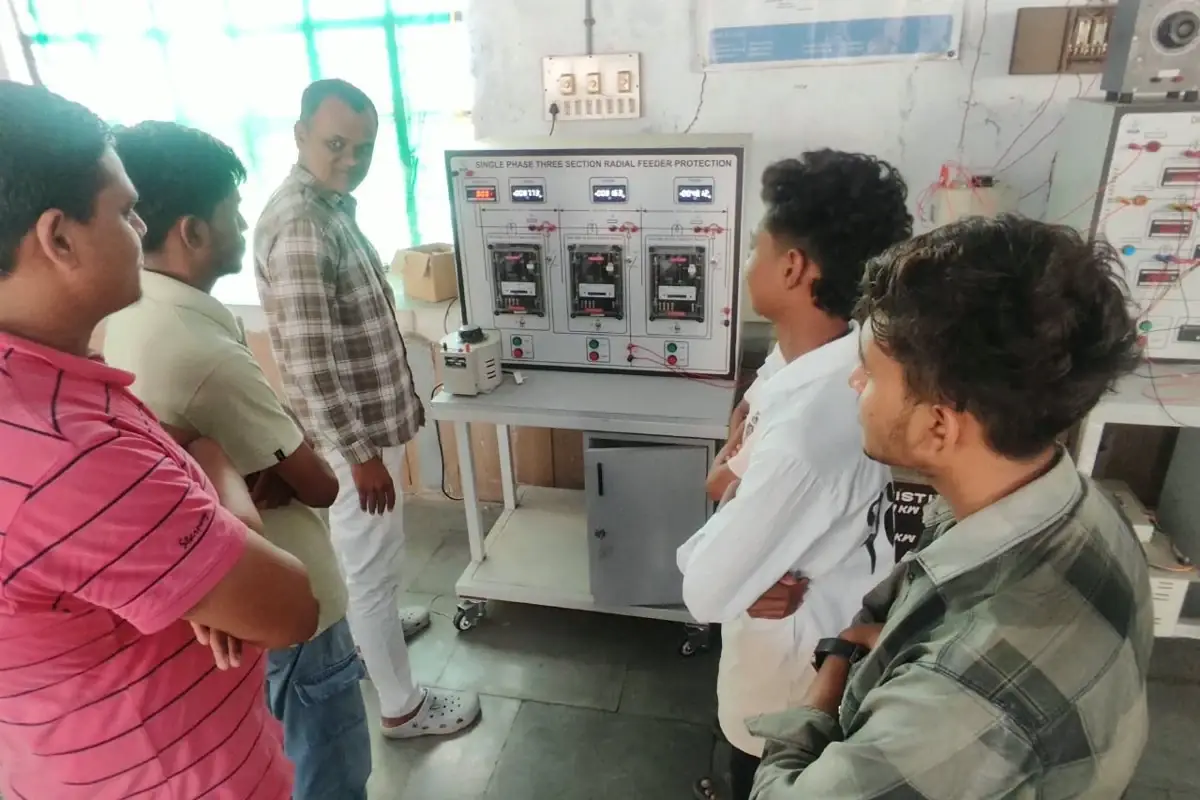 Faculty explaining relay coordination on the radial feeder protection panel