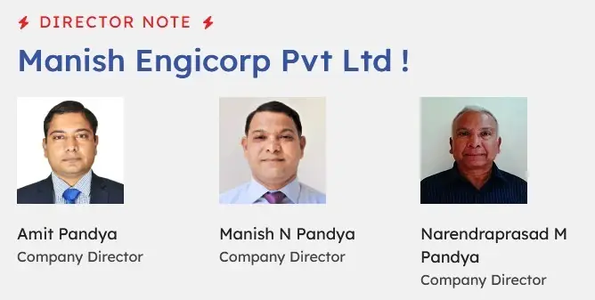 Manish Engicorp directors: Amit Pandya, Manish N Pandya at centre, and Narendraprasad M Pandya