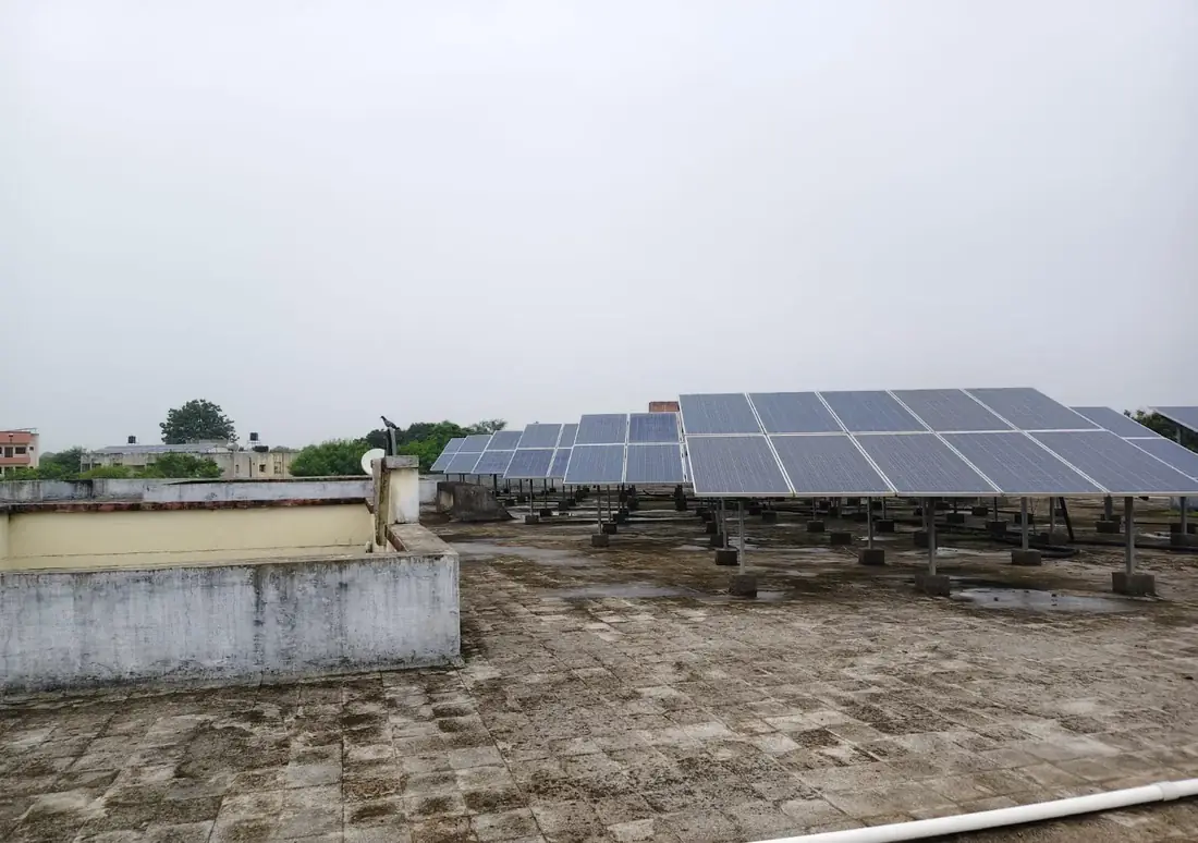 Rooftop solar panels across the Government Polytechnic campus